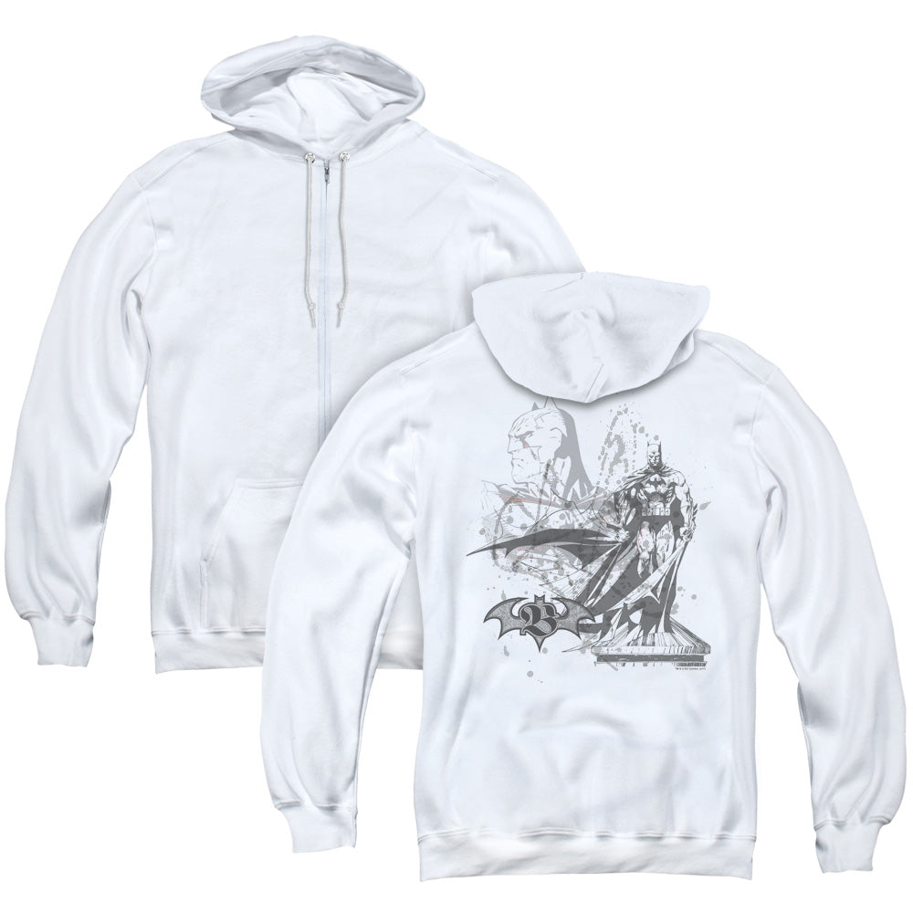 Batman Overseer Back Print Zipper Mens Hoodie White