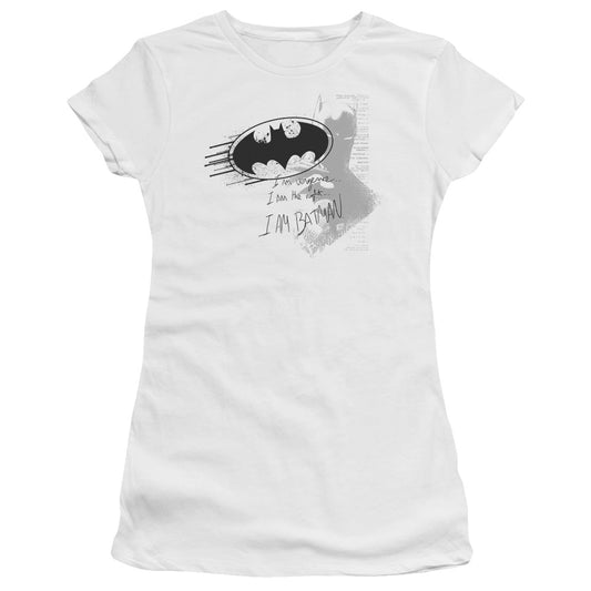 Batman I Am Vengeance Junior Sheer Cap Sleeve Womens T Shirt White