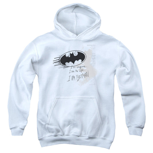 Batman I Am Vengeance Kids Youth Hoodie White