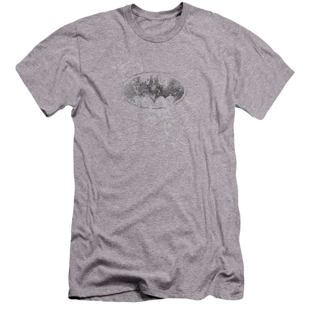 Batman Burned & Splatered Premium Bella Canvas Slim Fit Mens T Shirt Athletic Heather