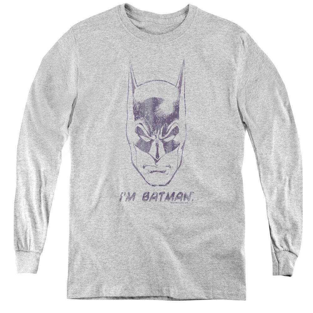 Batman Im Batman Long Sleeve Kids Youth T Shirt Athletic Heather