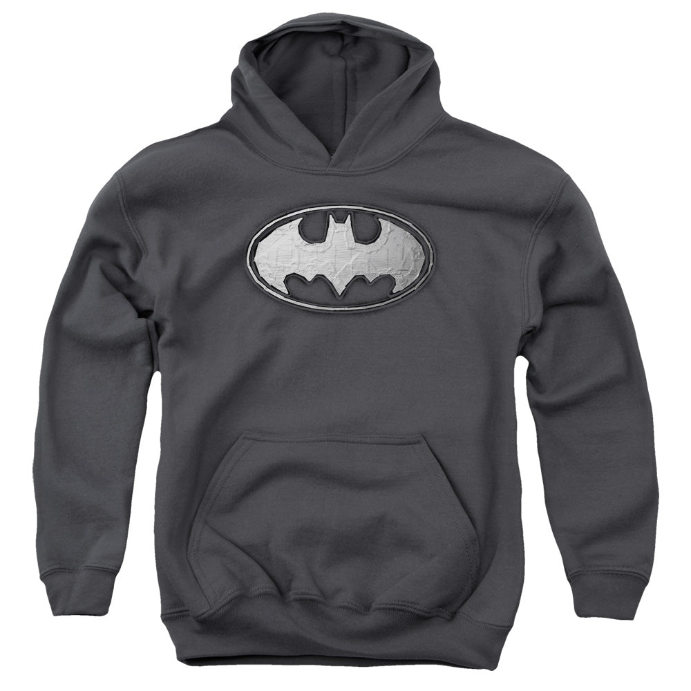 Batman Duct Tape Logo Kids Youth Hoodie Charcoal