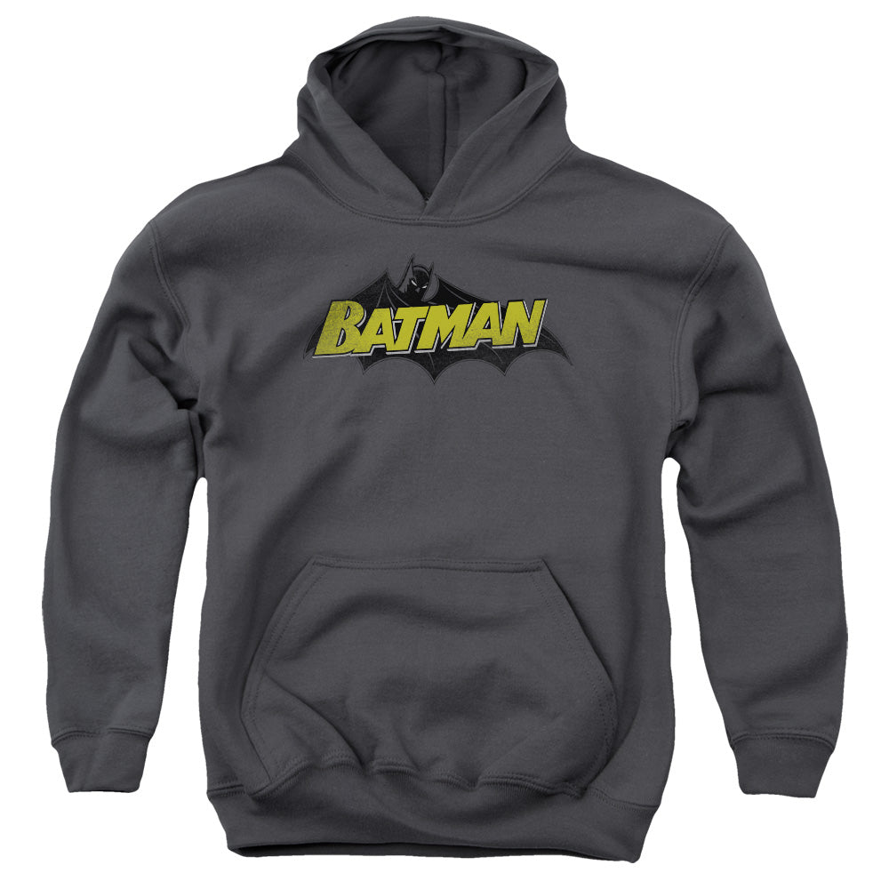 Batman Classic Comic Logo Kids Youth Hoodie Charcoal