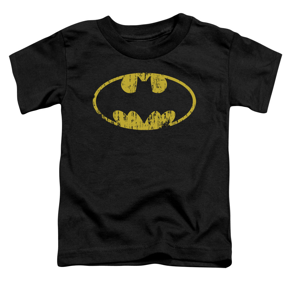 Batman Classic Logo Distressed Toddler Kids Youth T Shirt Black