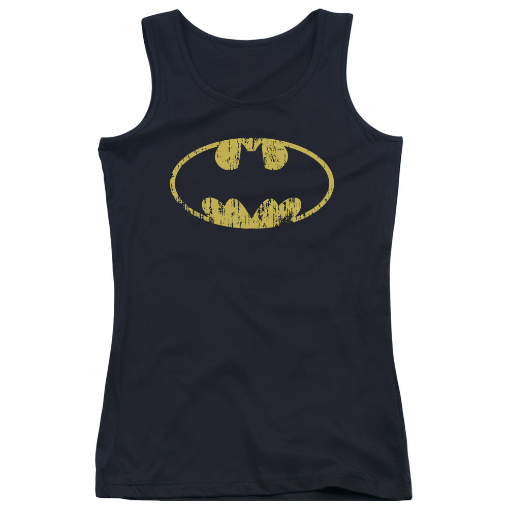 Batman Classic Logo Distressed 2 Womens Tank Top Shirt Black