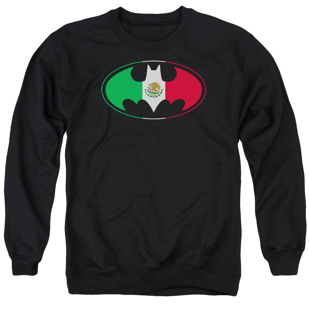 Batman Mexican Flag Shield Mens Crewneck Sweatshirt Black