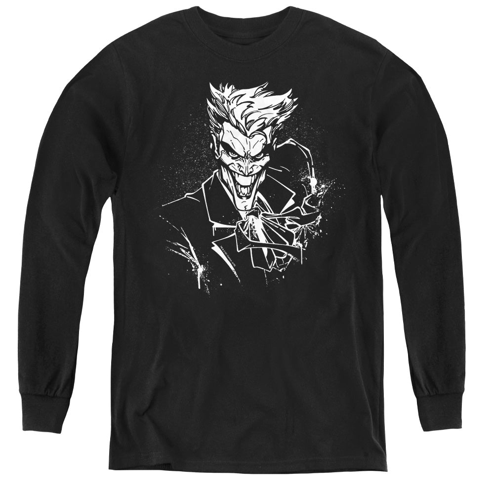 Batman Jokers Splater Ile Long Sleeve Kids Youth T Shirt Black