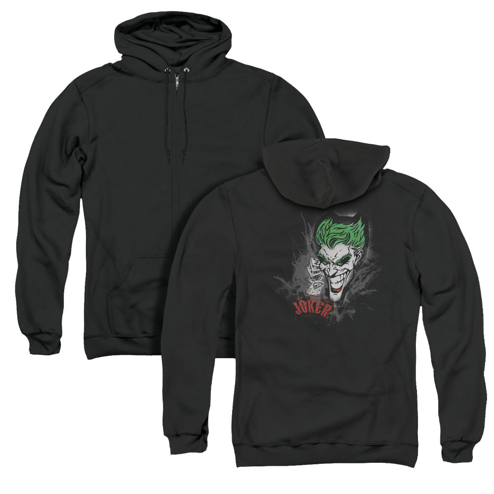 Batman Joker Sprays The City Back Print Zipper Mens Hoodie Black