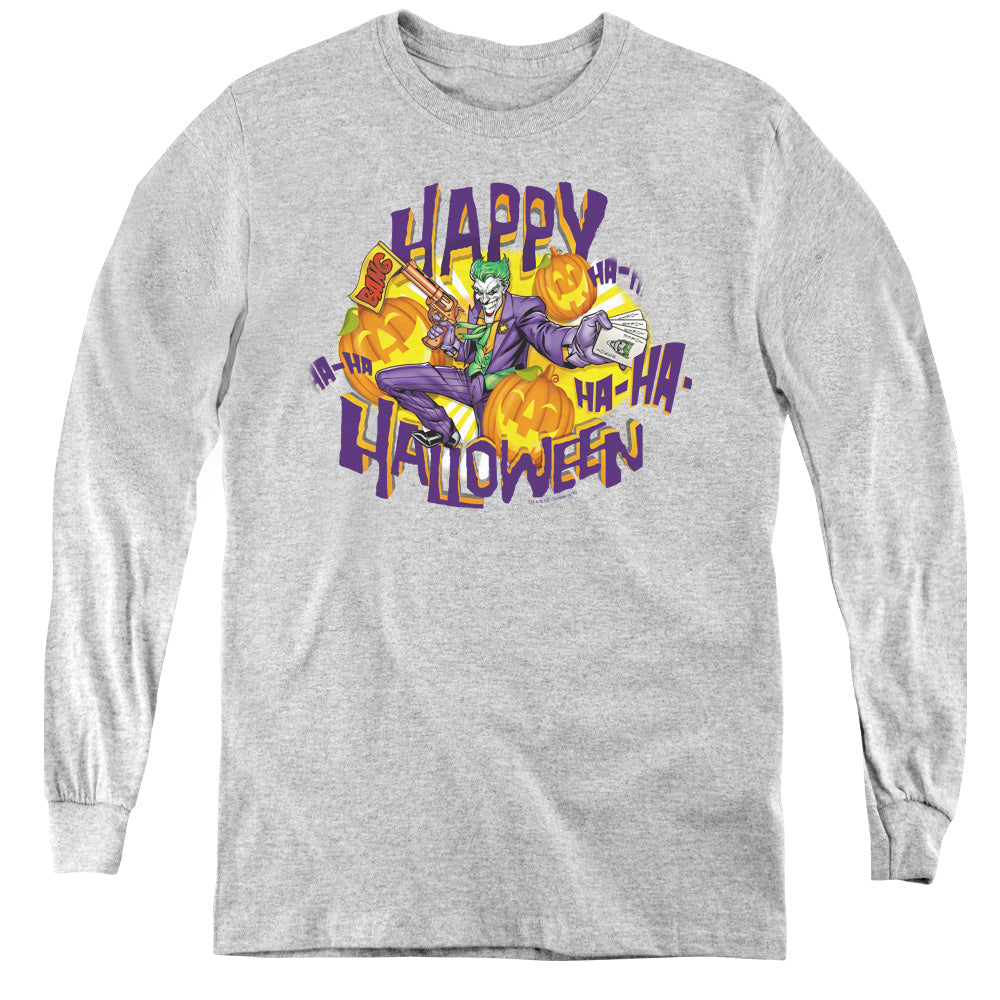 Batman Ha Ha Halloween Long Sleeve Kids Youth T Shirt Athletic Heather