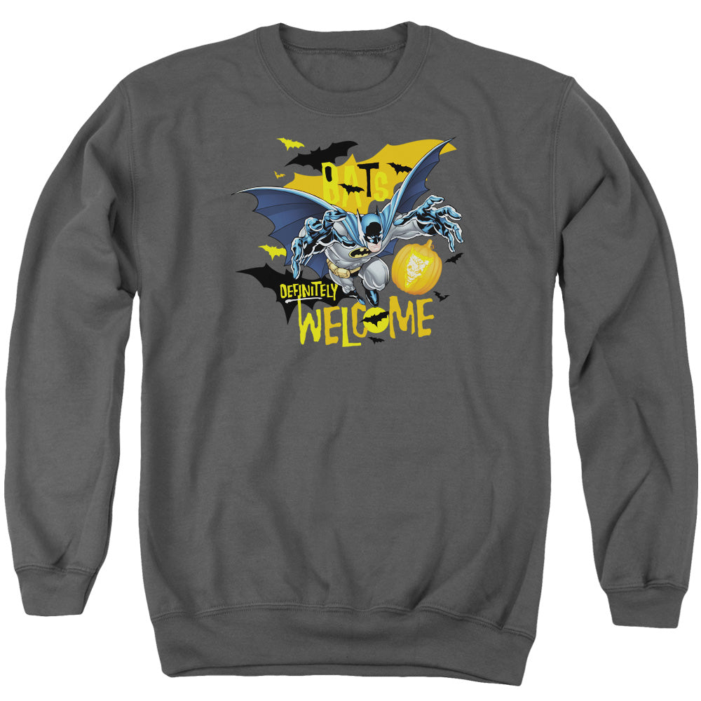 Batman Bats Welcome Mens Crewneck Sweatshirt Charcoal
