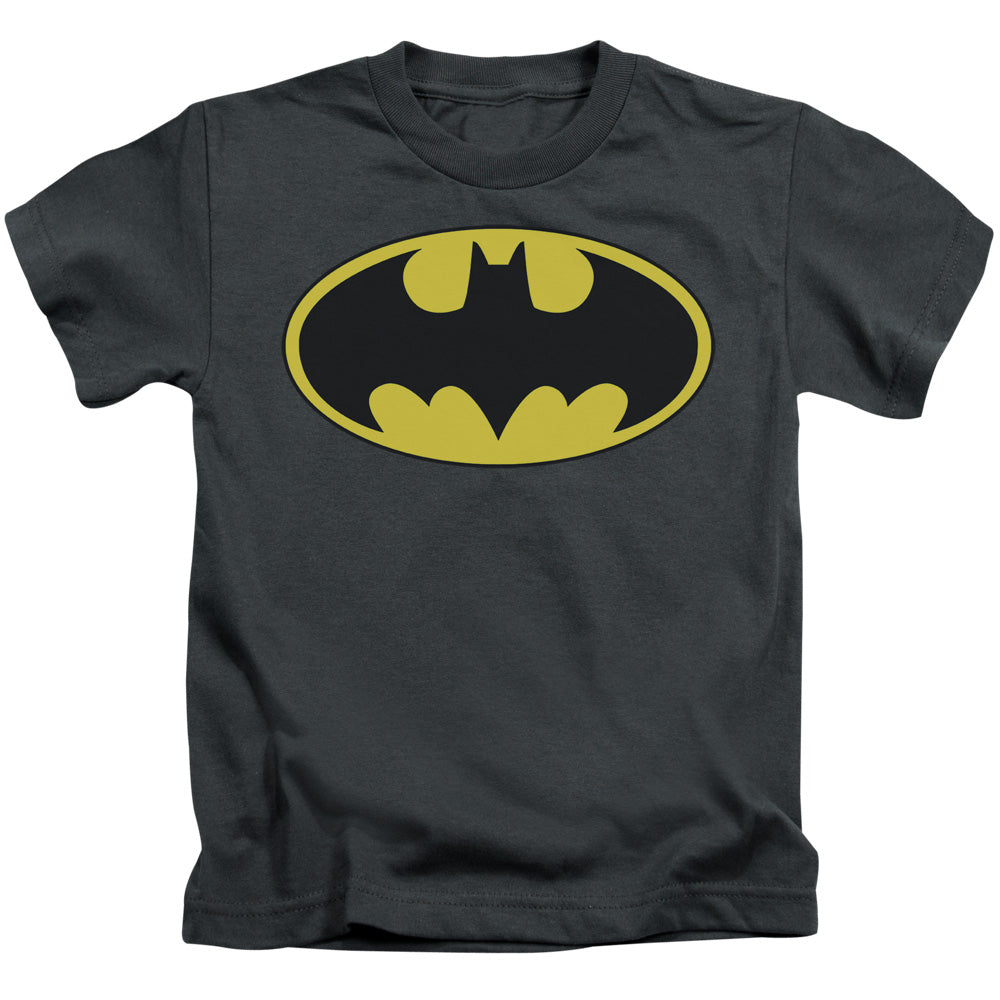 Batman Classic Bat Logo Juvenile Kids Youth T Shirt Charcoal