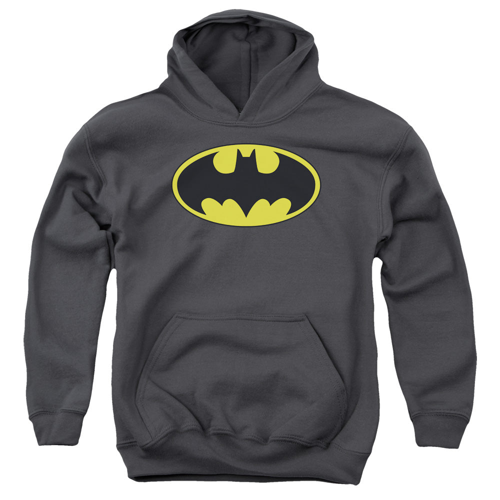 Batman Classic Bat Logo Kids Youth Hoodie Charcoal