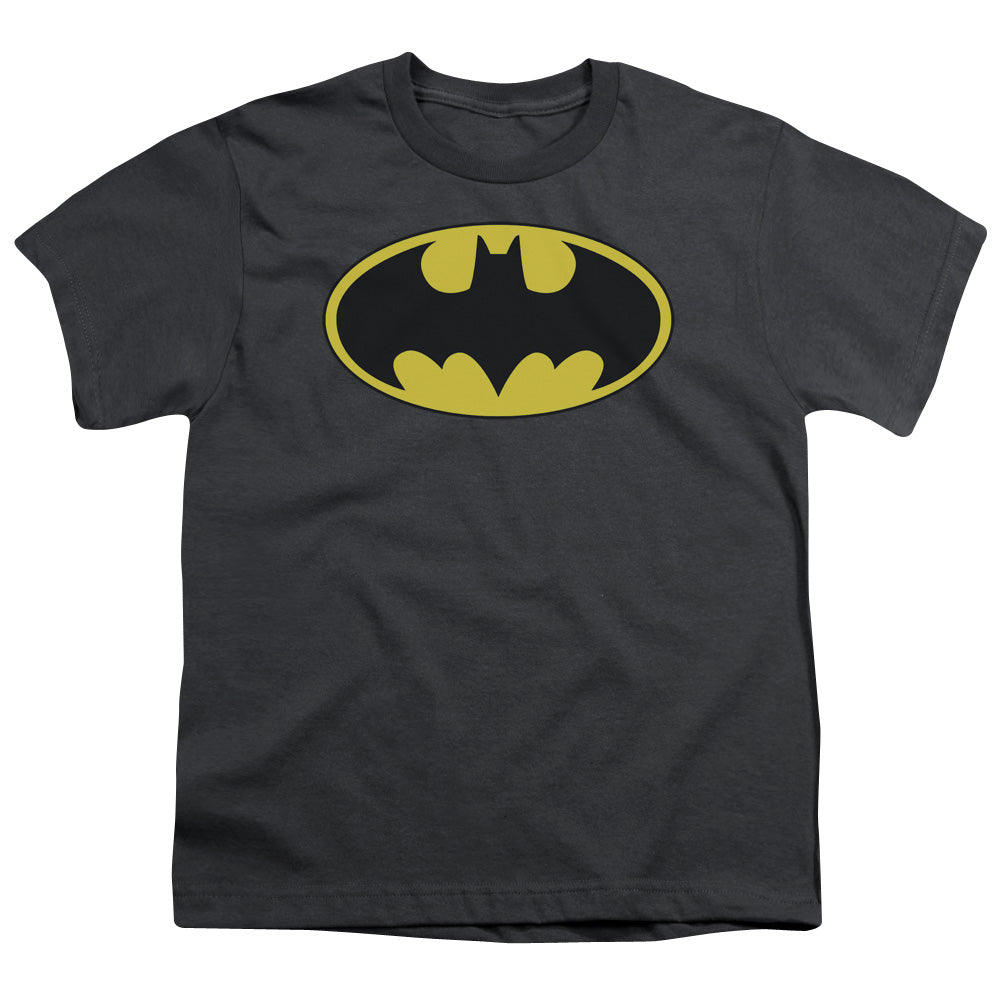 Batman Classic Bat Logo Kids Youth T Shirt Charcoal