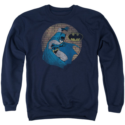 Batman In The Spotlight Mens Crewneck Sweatshirt Navy Blue