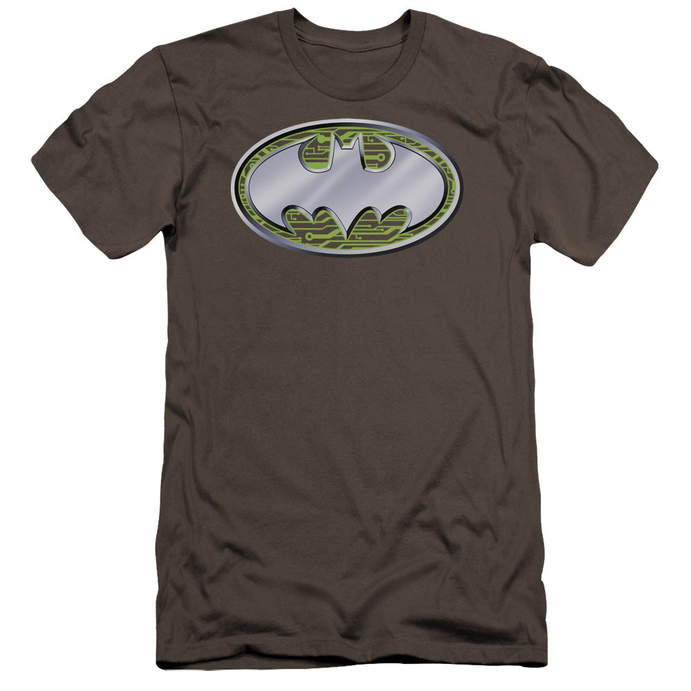 Batman Circuits Logo Premium Bella Canvas Slim Fit Mens T Shirt Charcoal