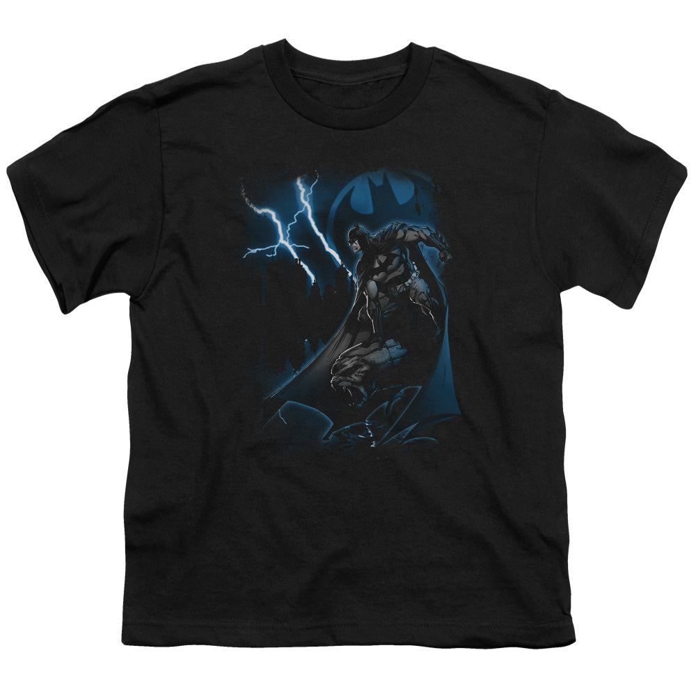 Batman Lightning Strikes Kids Youth T Shirt Black