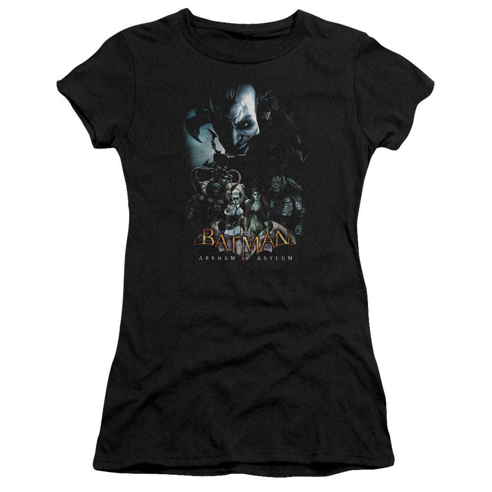 Batman Aa Five Against One Junior Sheer Cap Sleeve Womens T Shirt Black