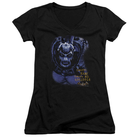 Batman Aa Arkham Bane Junior Sheer Cap Sleeve V Neck Womens T Shirt Black