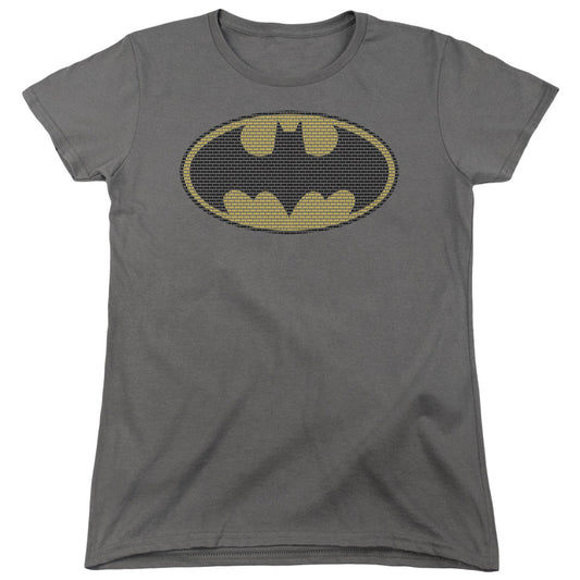 Batman Litle Logos Womens T Shirt Charcoal