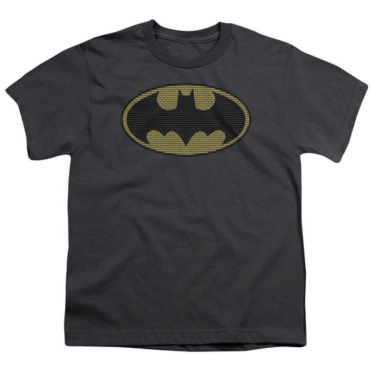 Batman Litle Logos Kids Youth T Shirt Charcoal