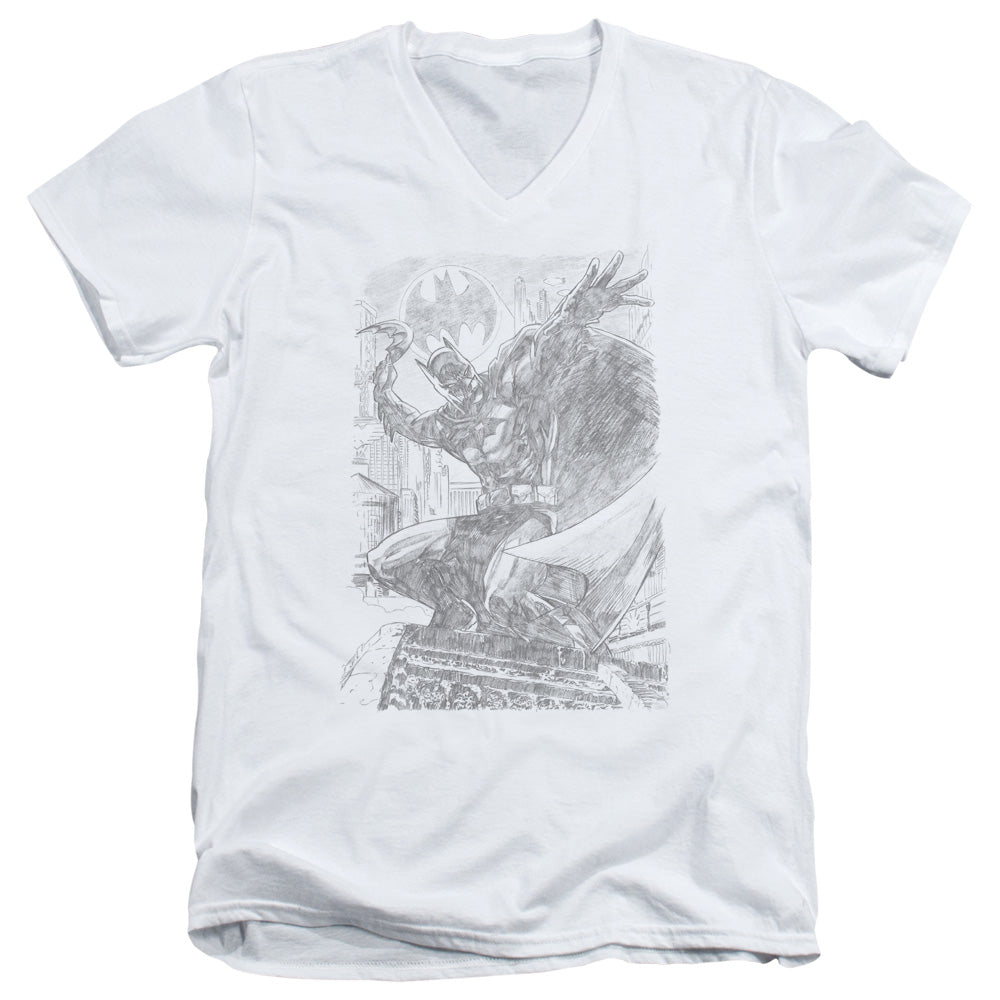 Batman Pencil Batarang Throw Mens Slim Fit V Neck T Shirt White