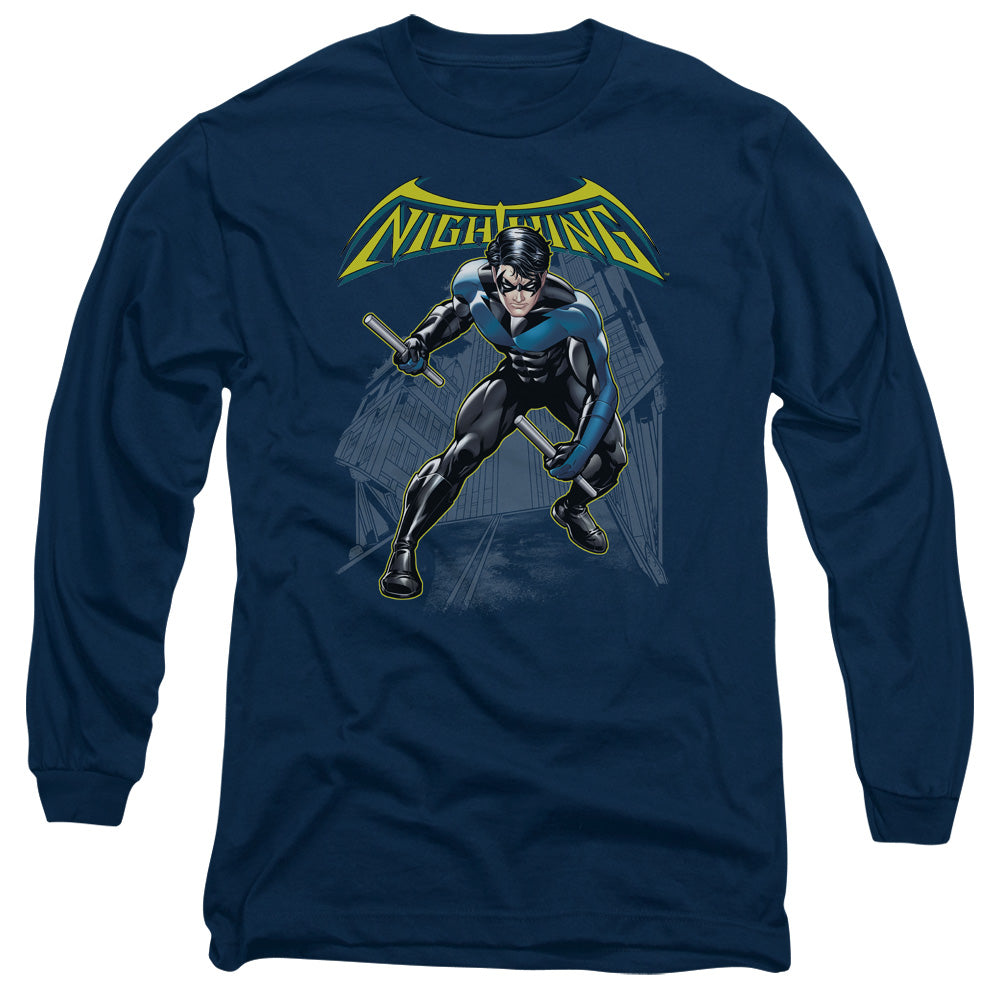 Batman Nightwing Mens Long Sleeve Shirt Navy Blue