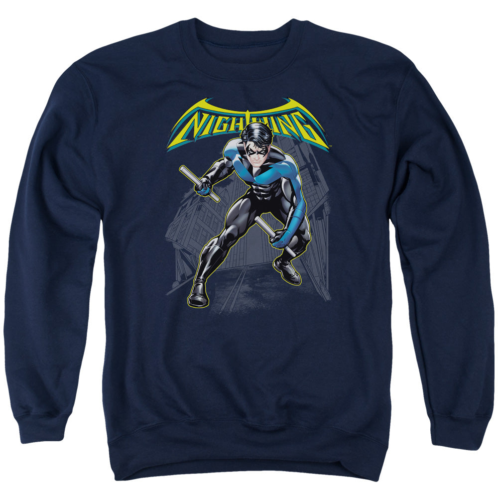 Batman Nightwing Mens Crewneck Sweatshirt Navy Blue