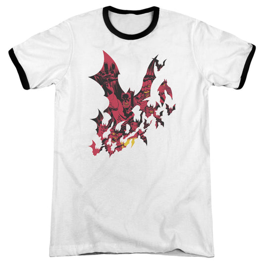 Batman Broken City Heather Ringer Mens T Shirt White Black