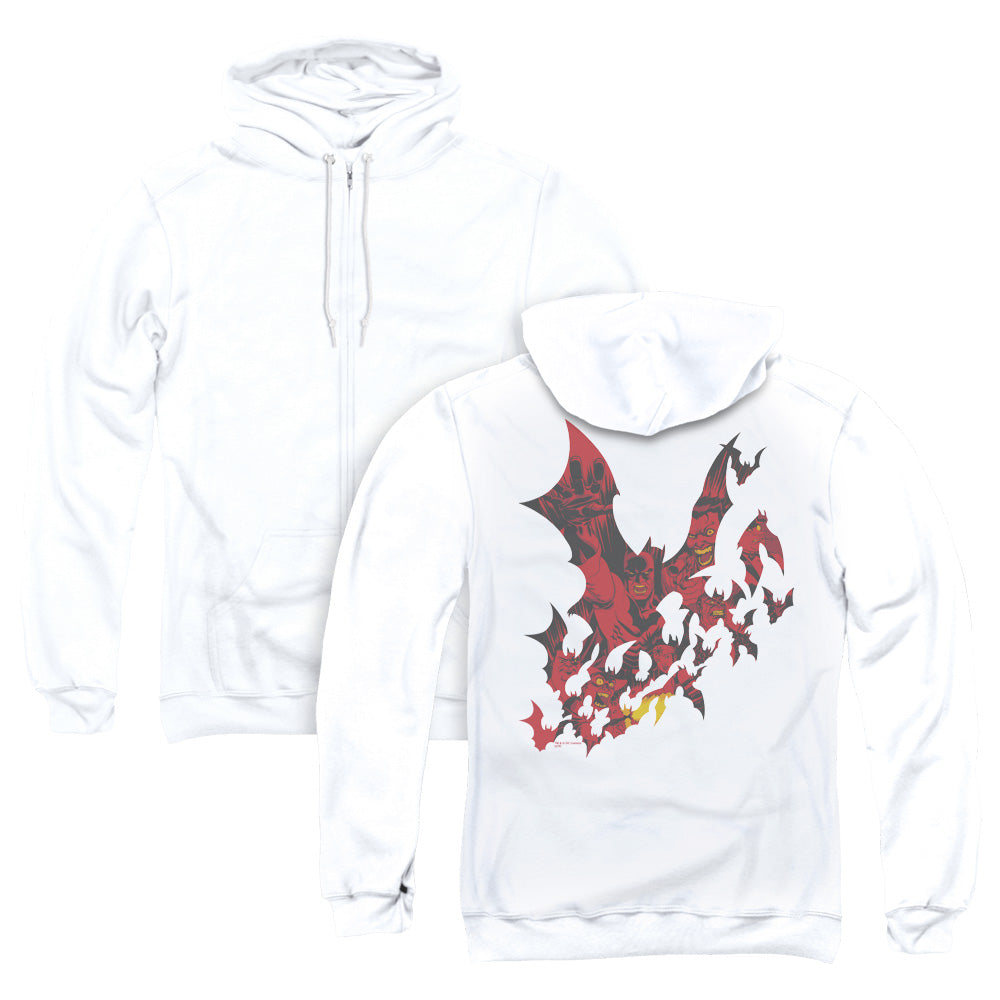 Batman Broken City Back Print Zipper Mens Hoodie White