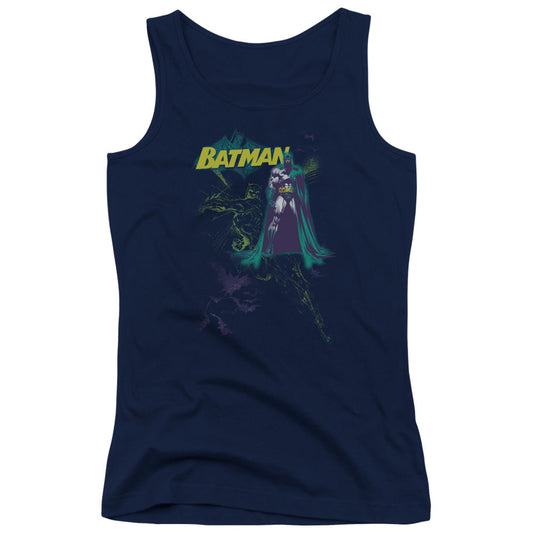 Batman Bat Spray Womens Tank Top Shirt Navy Blue