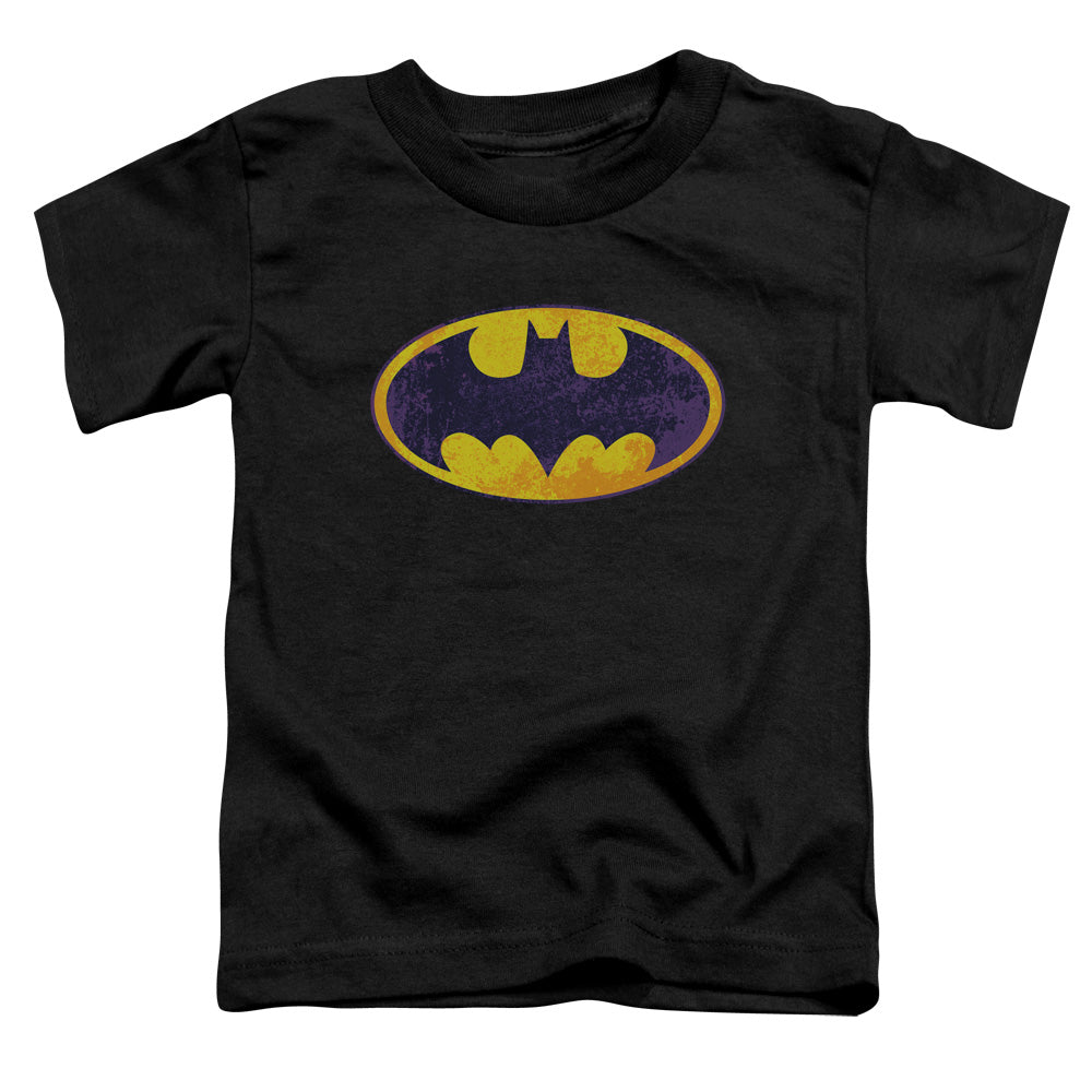 Batman Bm Neon Distress Logo Toddler Kids Youth T Shirt Black