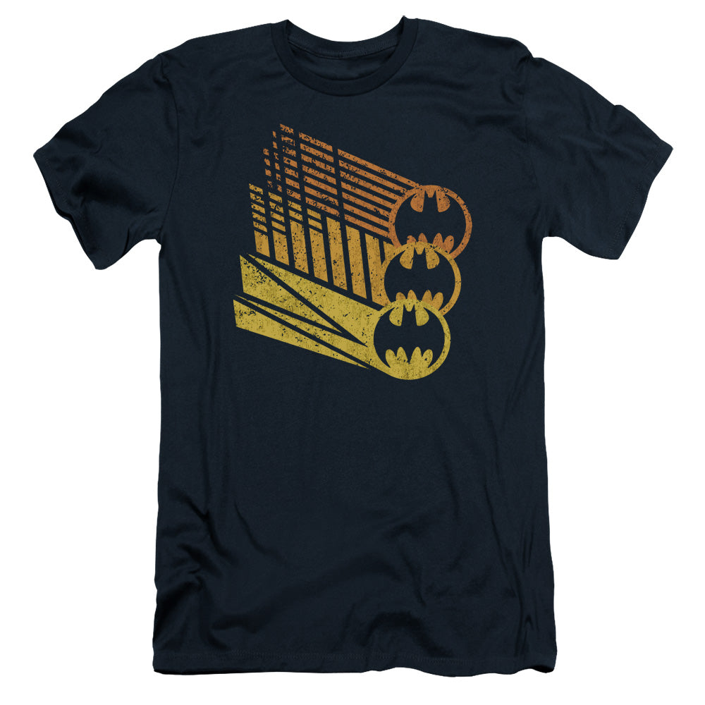 Batman Bat Signal Shapes Slim Fit Mens T Shirt Navy Blue