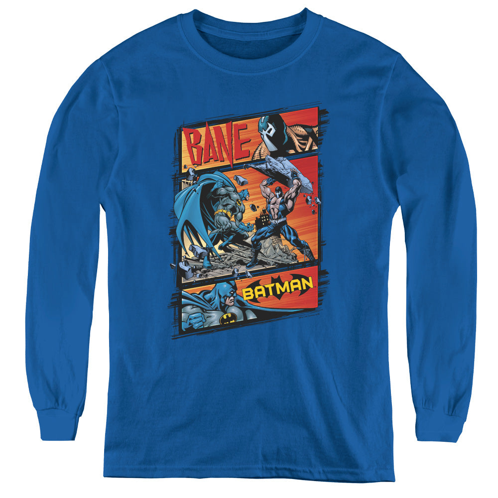 Batman Epic Batle Long Sleeve Kids Youth T Shirt Royal Blue