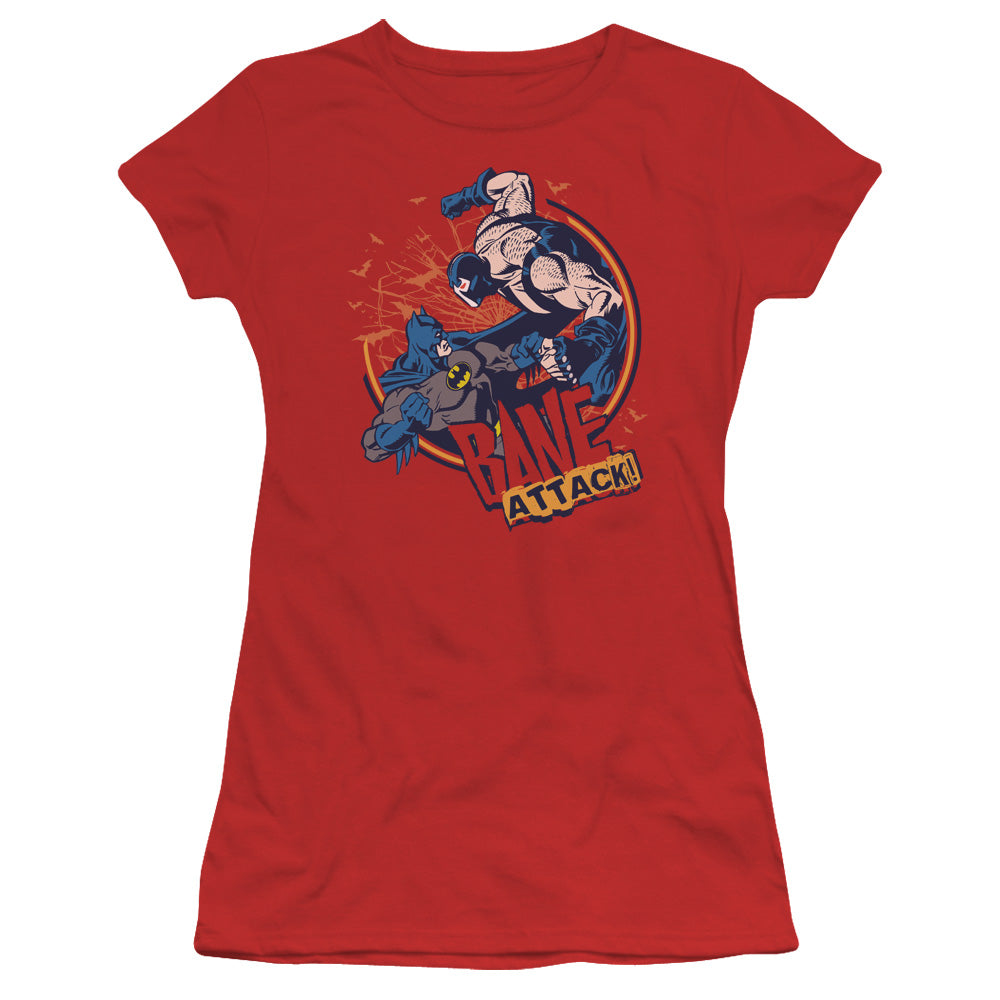 Batman Bane Atack! Junior Sheer Cap Sleeve Womens T Shirt Red