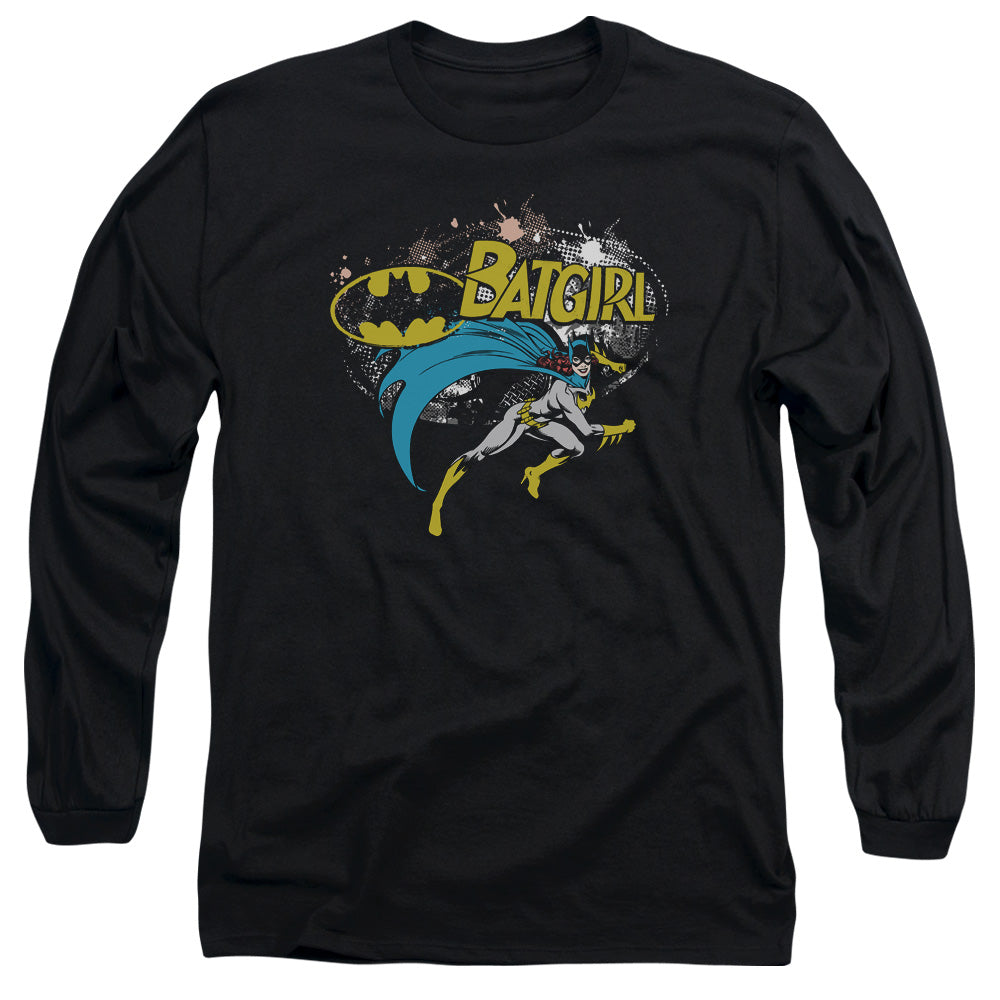 Batman Batgirl Halftone Mens Long Sleeve Shirt Black