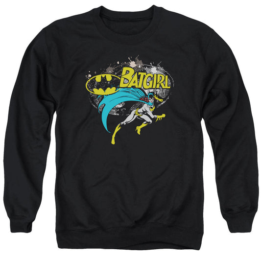 Batman Batgirl Halftone Mens Crewneck Sweatshirt Black