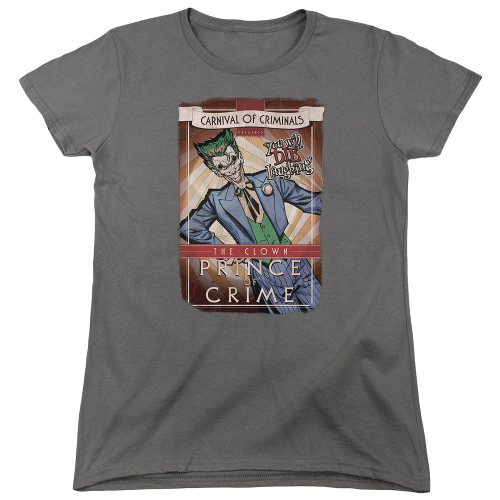 Batman Clown Prince Womens T Shirt Charcoal