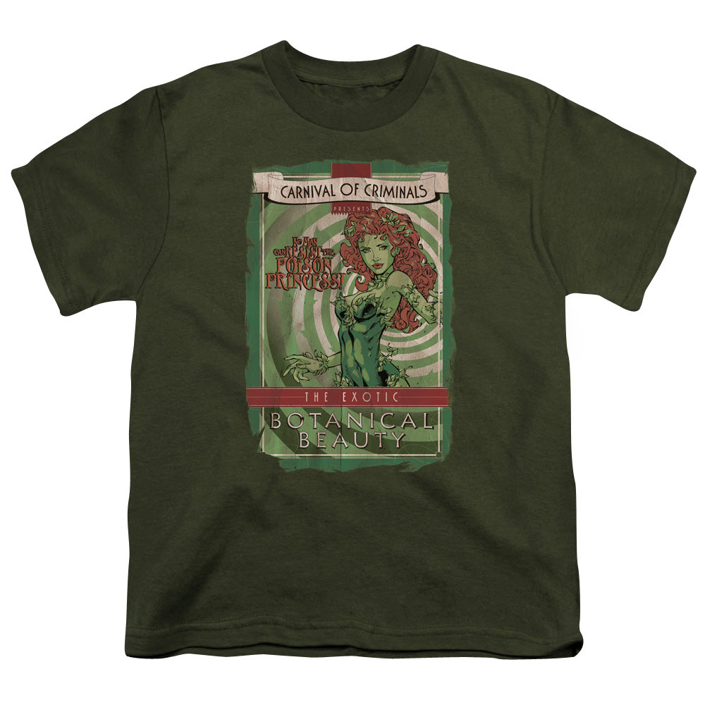 Batman Botanical Beauty Kids Youth T Shirt Military Green