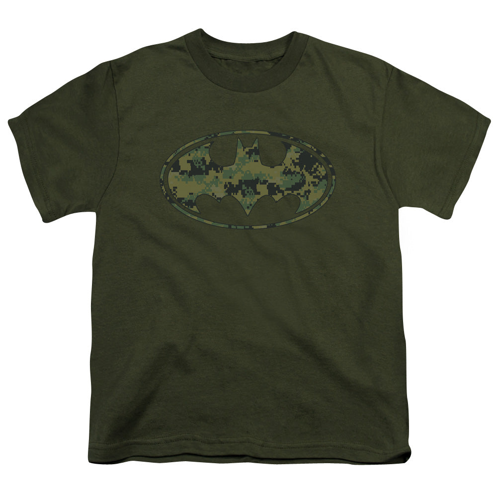Batman Marine Camo Shield Kids Youth T Shirt Military Green