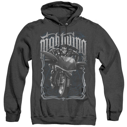 Batman Nightwing Biker Heather Mens Hoodie Black