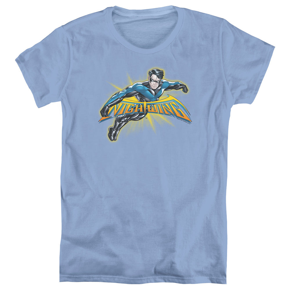 Batman Nightwing Burst Womens T Shirt Carolina Blue