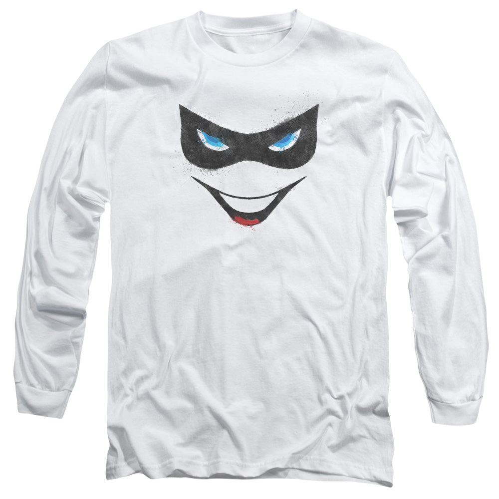Batman Harley Face Mens Long Sleeve Shirt White