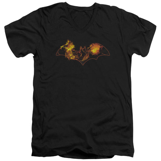 Batman Molten Logo Mens Slim Fit V Neck T Shirt Black