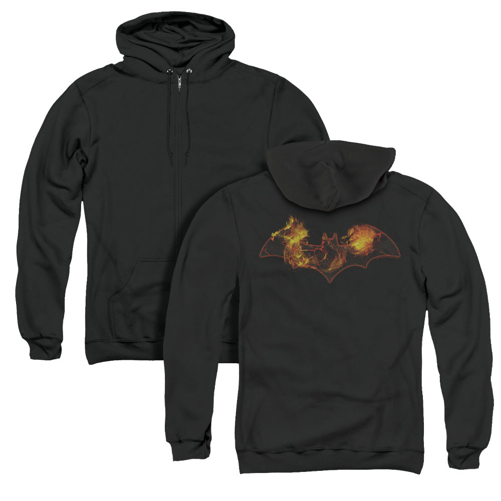 Batman Molten Logo Back Print Zipper Mens Hoodie Black