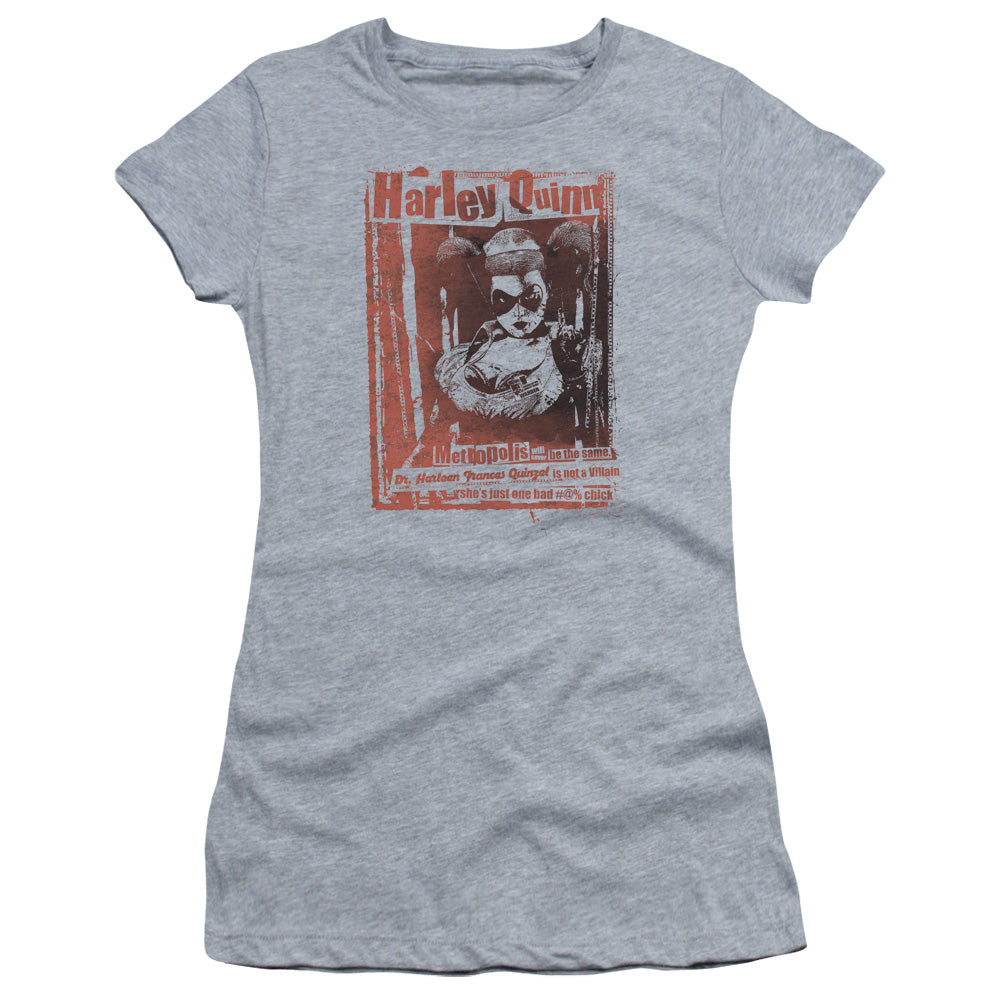 Batman Dr Quinn Junior Sheer Cap Sleeve Womens T Shirt Athletic Heather