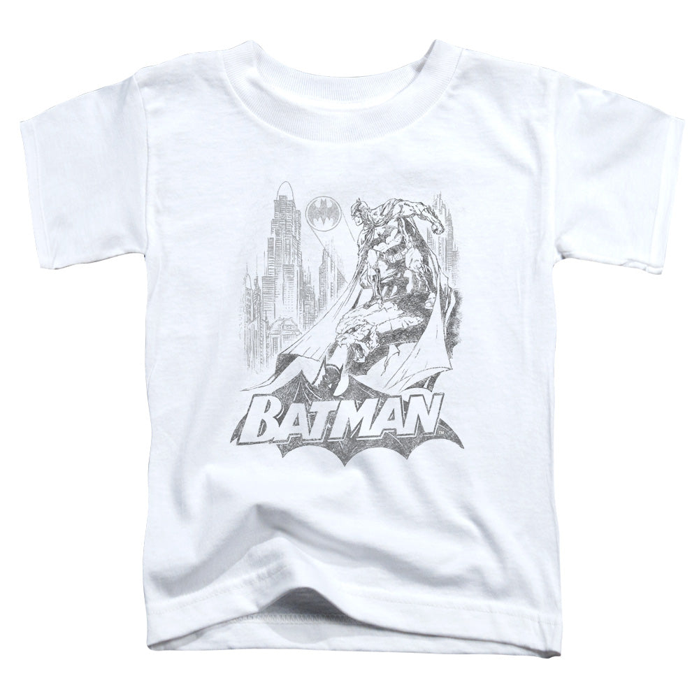 Batman Bat Sketch Toddler Kids Youth T Shirt White