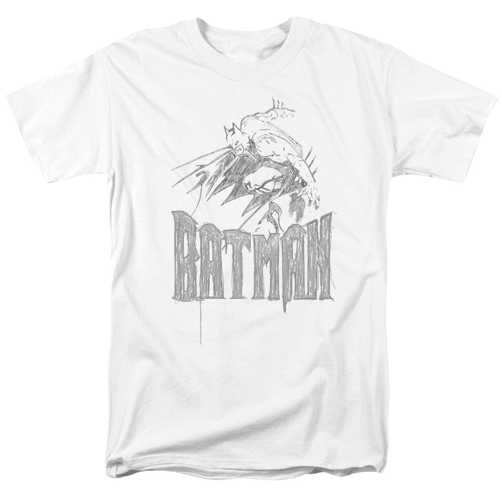 Batman Knight Sketch Mens T Shirt White