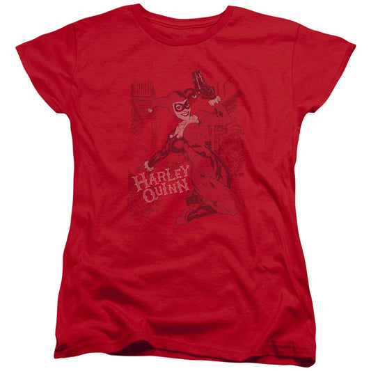 Batman Harleys Packing Womens T Shirt Red