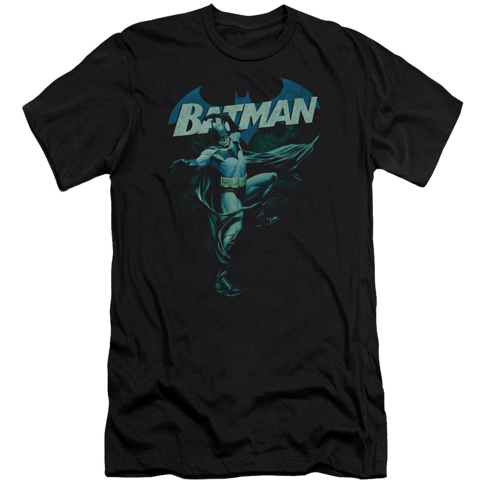 Batman Blue Bat Slim Fit Mens T Shirt Black