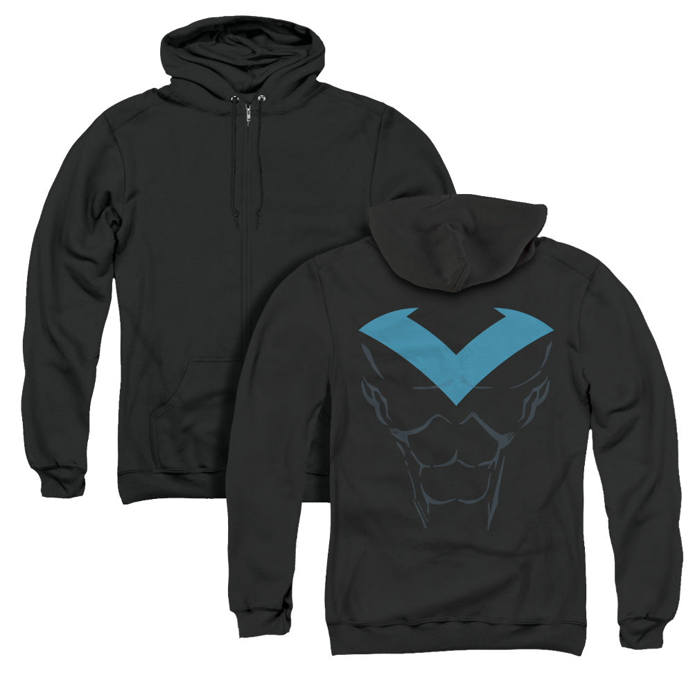 Batman Nightwing Uniform Back Print Zipper Mens Hoodie Black